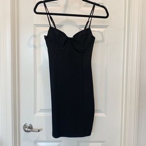 Revolve Push Up Bra Mini Fitted Black Dress, Size XSmall